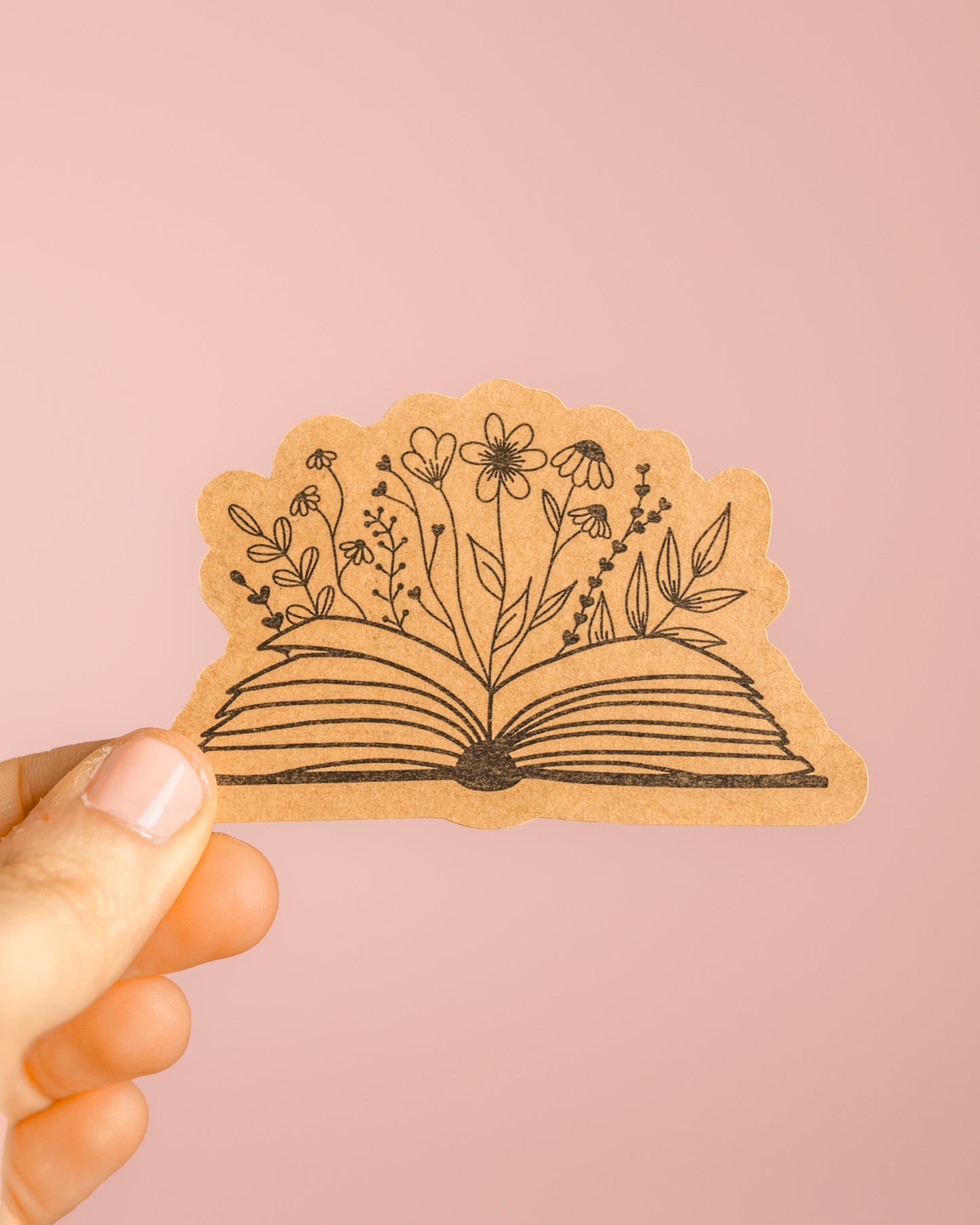 Book with Flowers Kraft Sticker