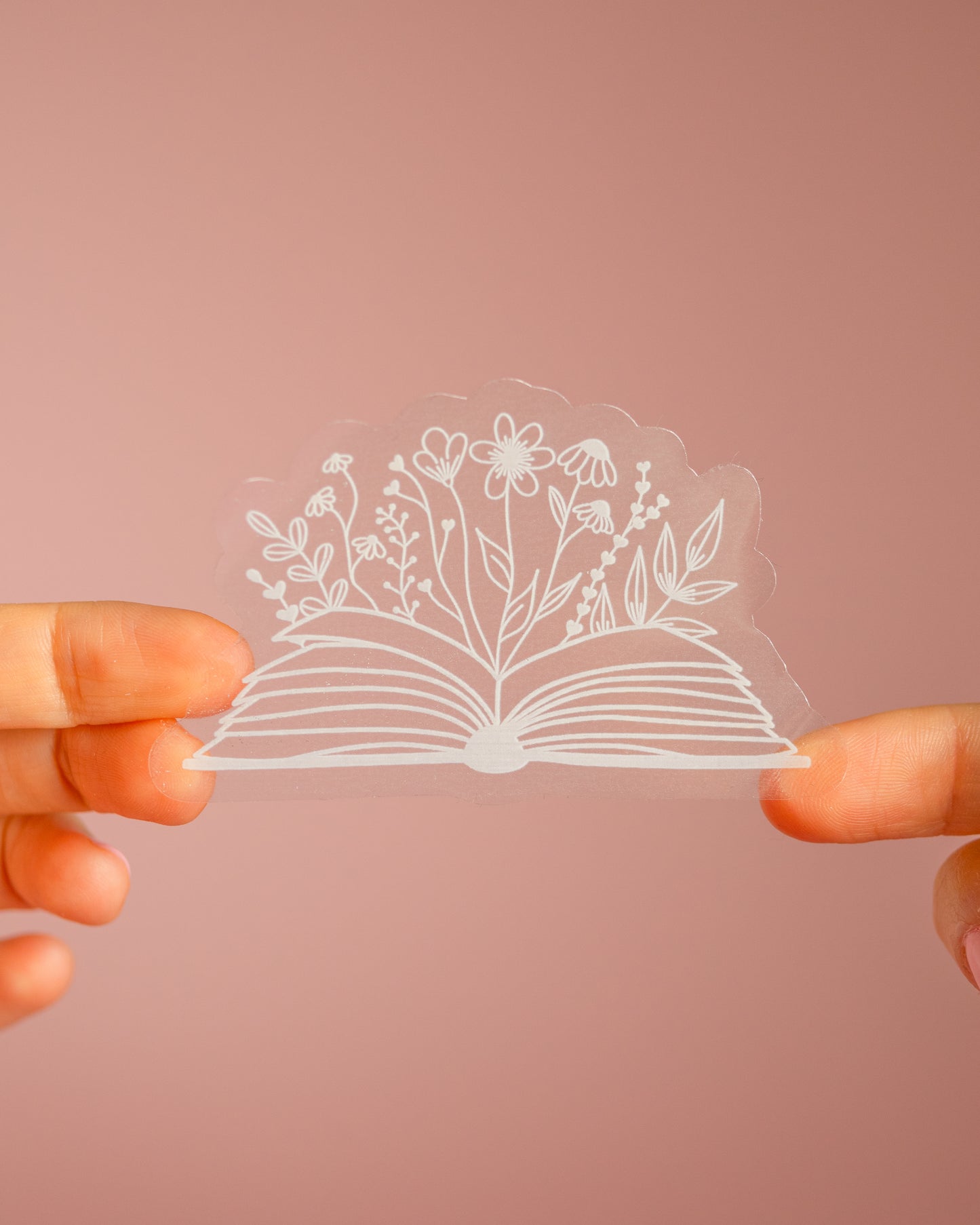 Book with Flowers Transparent Sticker