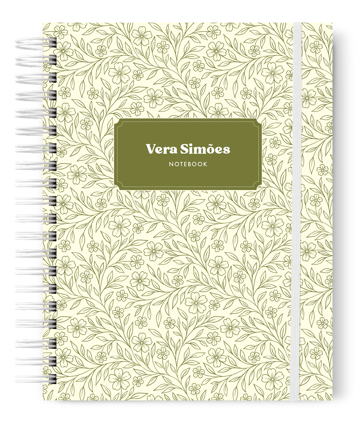 Green Flower Pattern Personalized Notebook