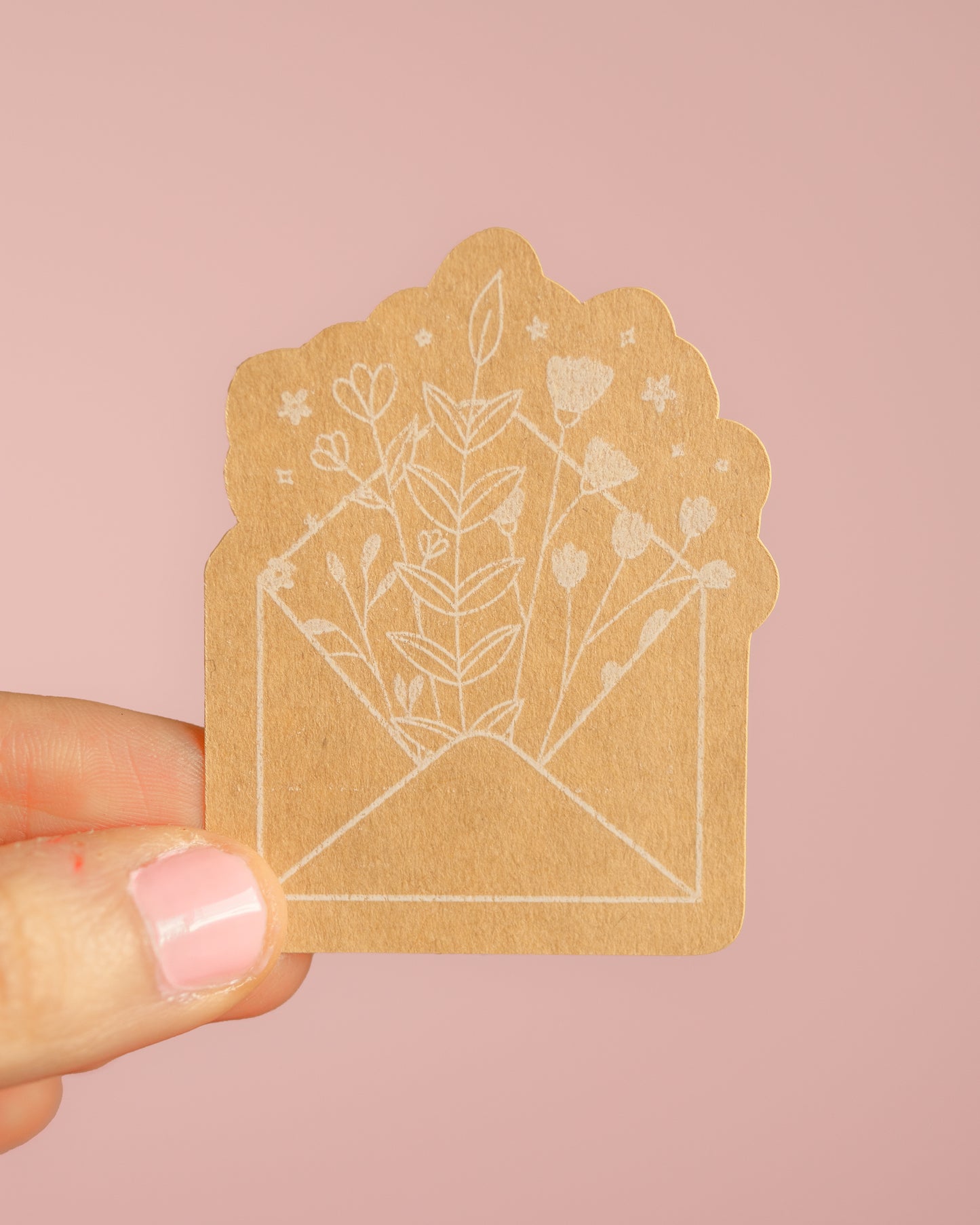 Envelope with Flowers Kraft Sticker
