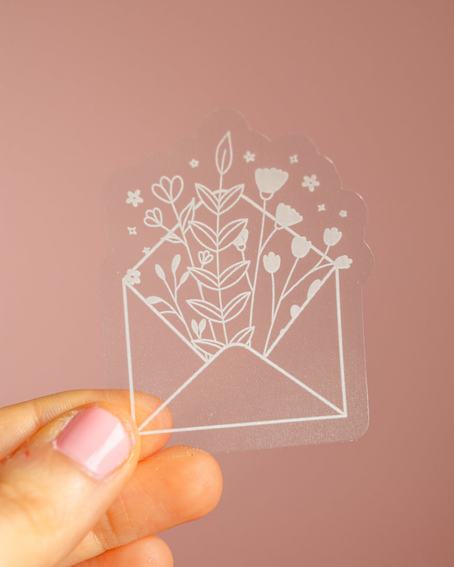Envelope with Flowers Transparent Sticker