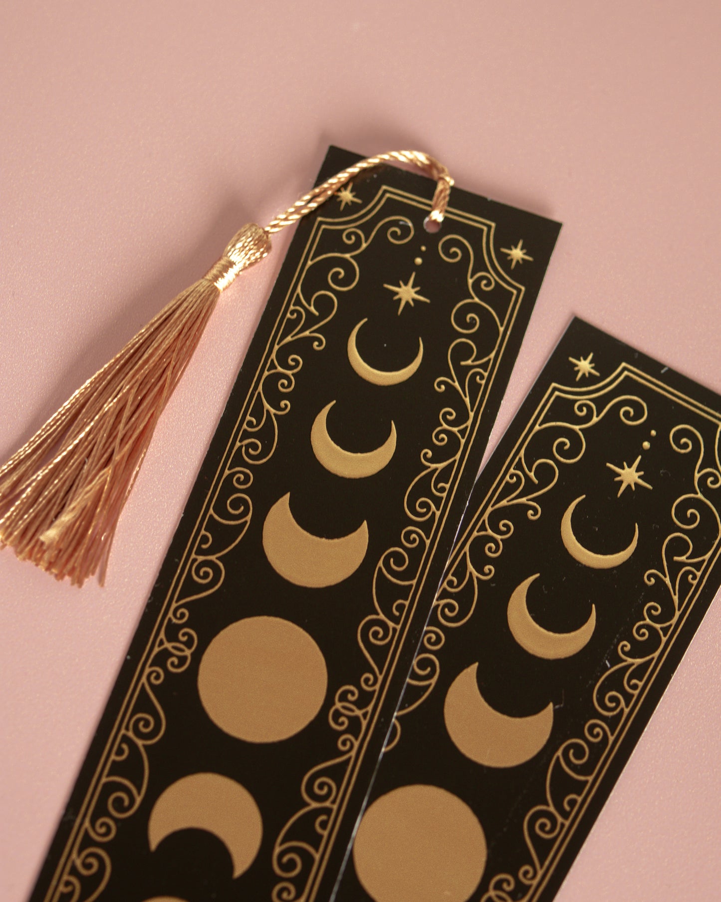 Moon Phases Gold and Black Foiled Bookmark