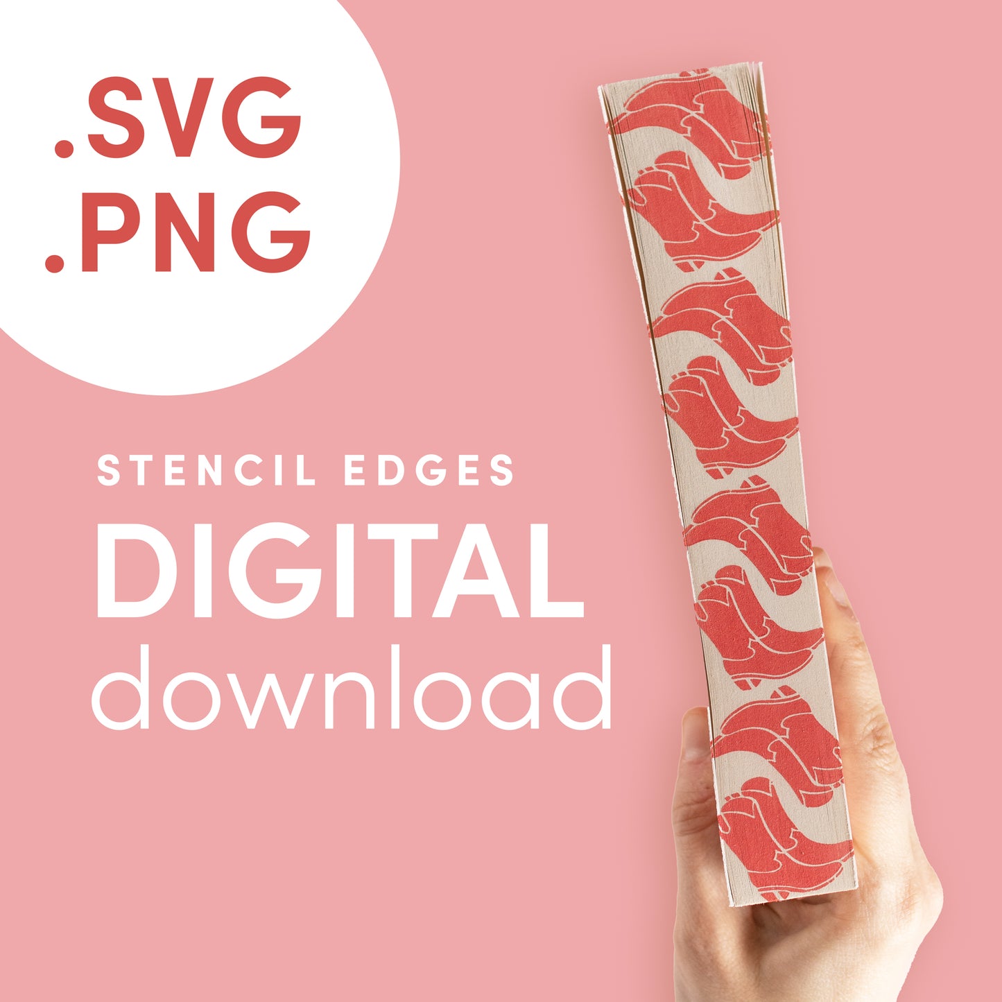 DIGITAL FILE Cowboy Boots Pattern Stencil for DIY Stenciled Book Edges