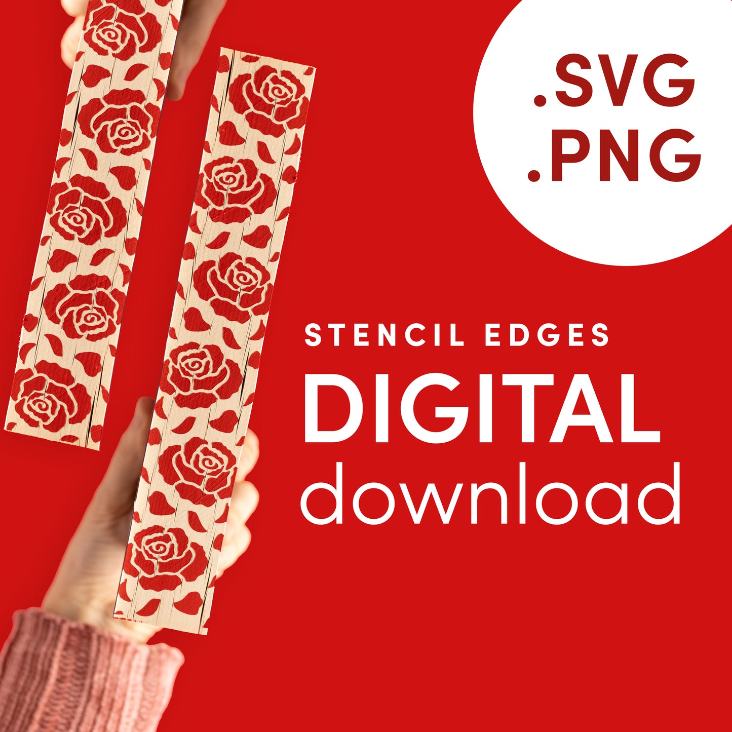 DIGITAL FILE Roses and Petals Pattern Stencil for DIY Stenciled Book Edges