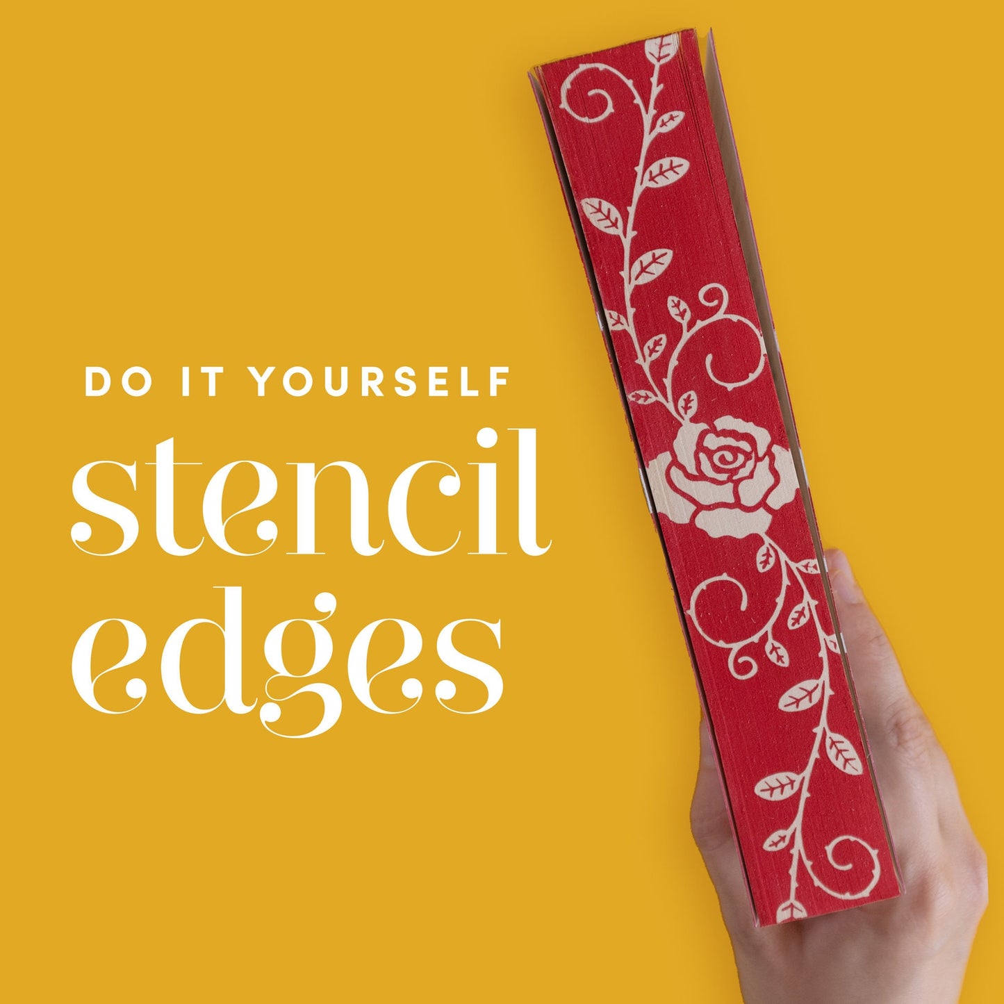 Rose and Leaves Stencil for DIY Stenciled Book Edges