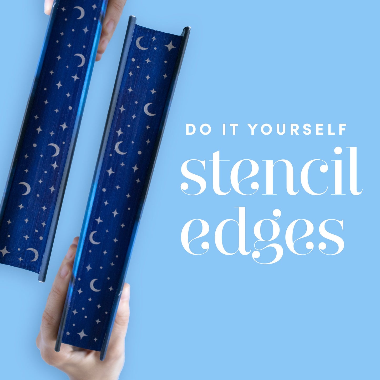 Stars and Moons Stencil for DIY Stenciled Book Edges