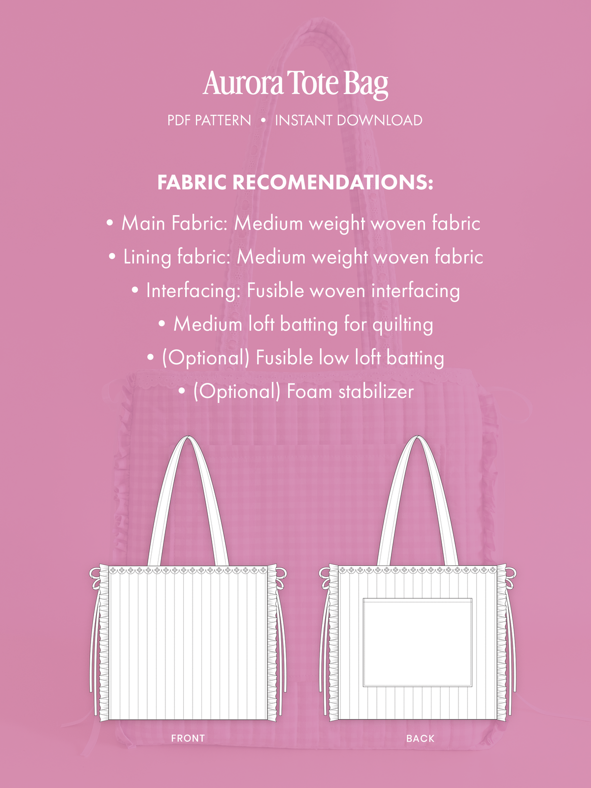 Aurora Tote Bag Digital Sewing Pattern | PDF Sewing Pattern
