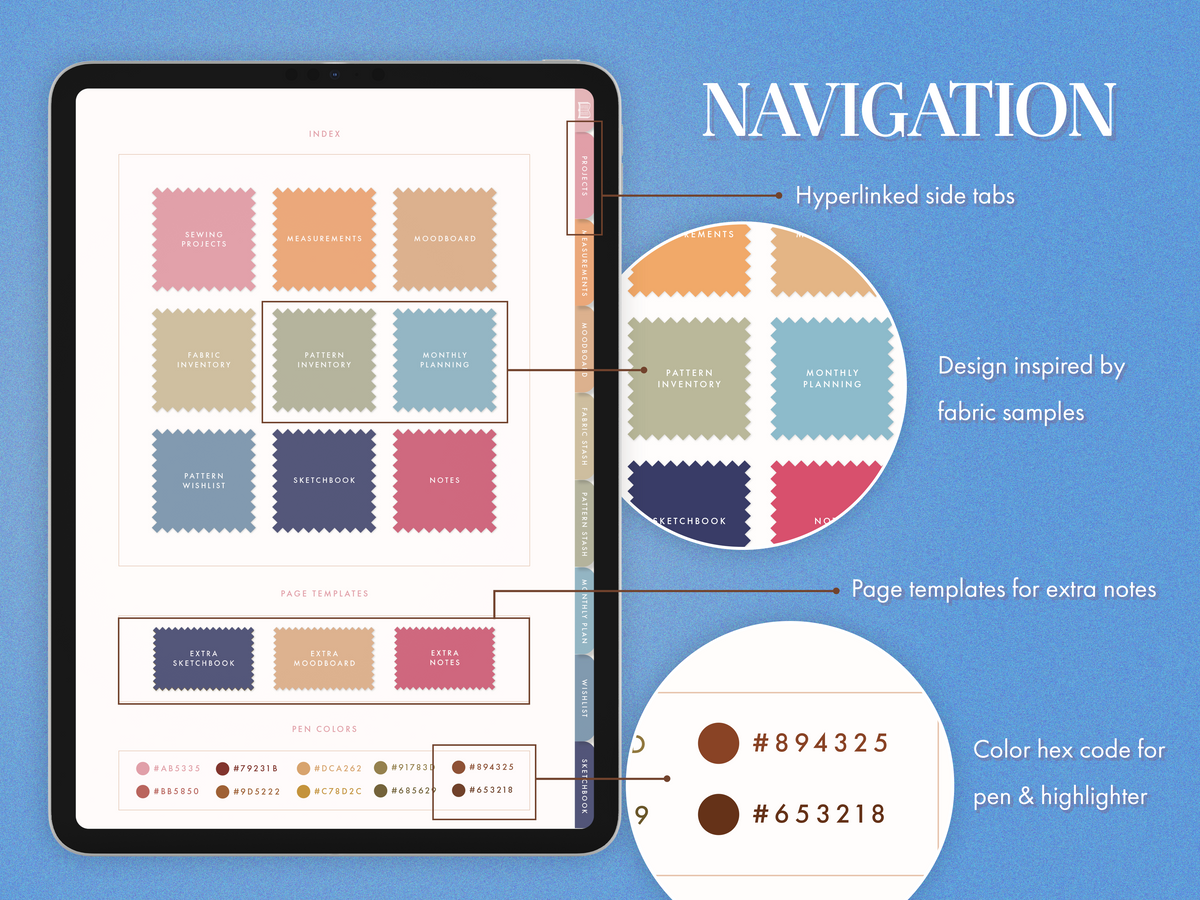 Digital Sewing Journal Blue