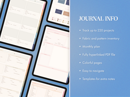 Digital Sewing Journal Blue