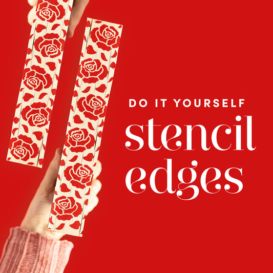 Roses and Petals Stencil for DIY Stenciled Book Edges