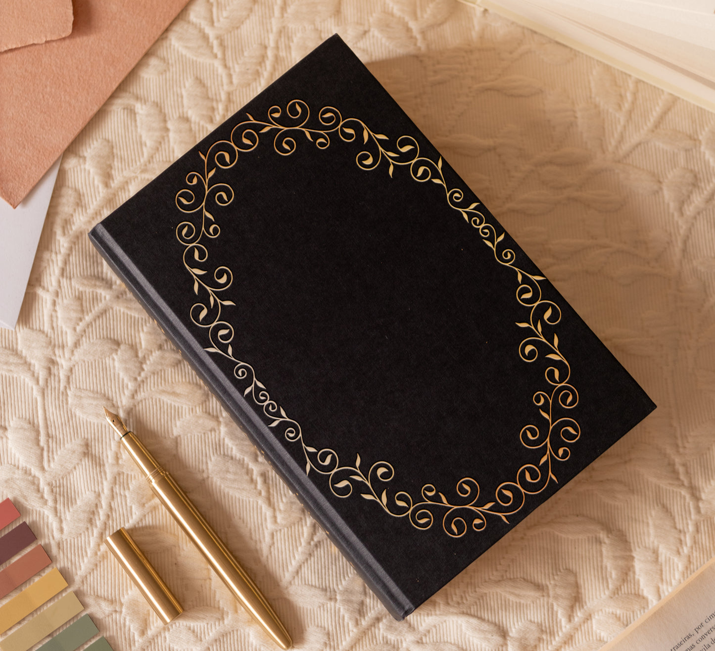 Swirls and Leaves Frame Cover Foil Design for Bookbinding (Digital File)