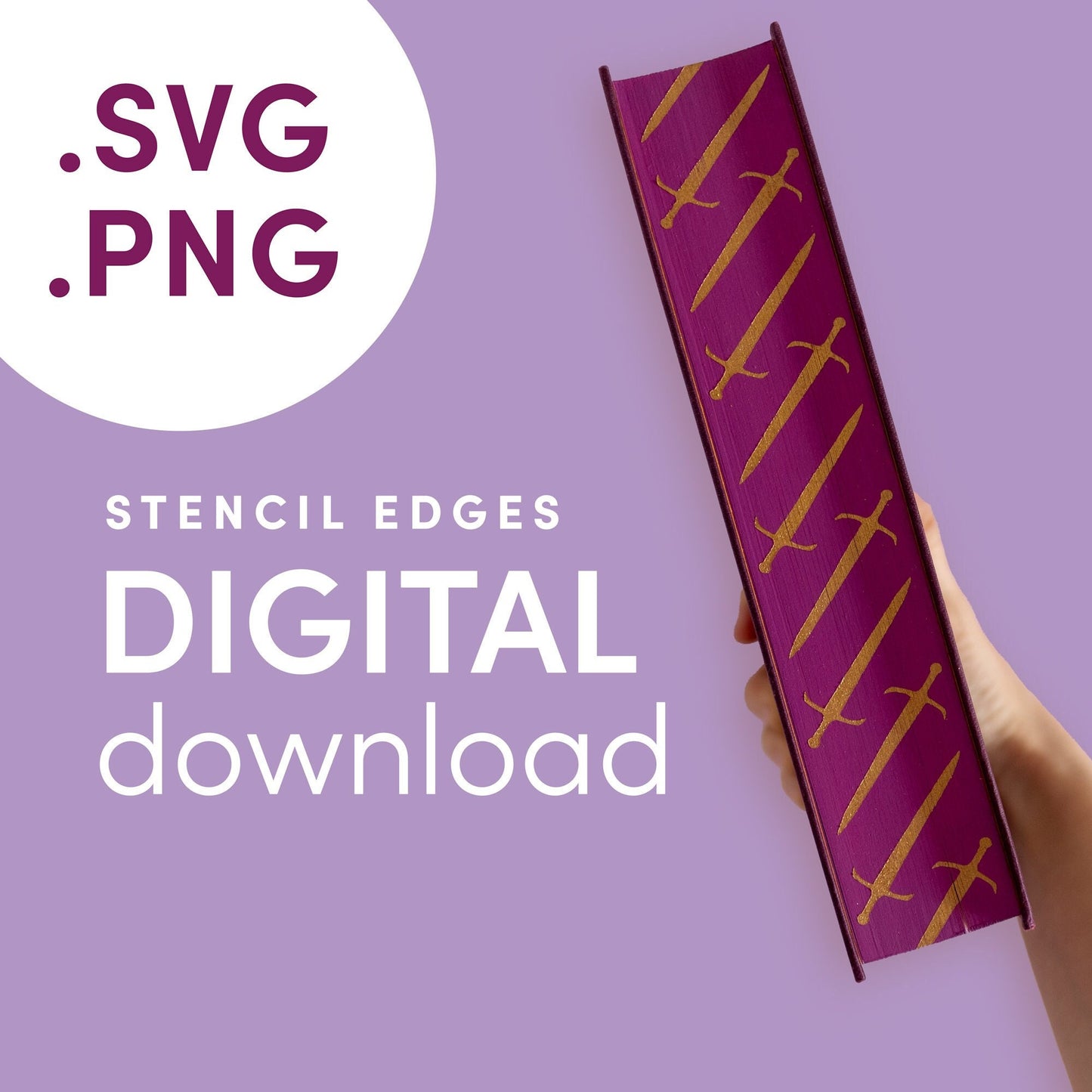 DIGITAL FILE Sword Stencil for DIY Stenciled Book Edges