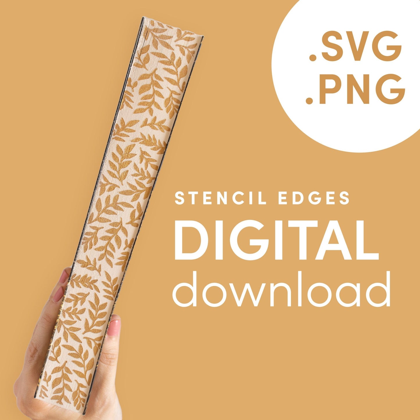 DIGITAL FILE Leaves Pattern Stencil for DIY Stenciled Book Edges