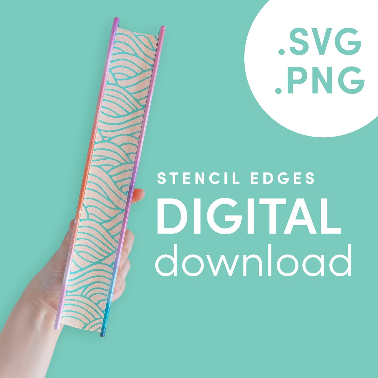 DIGITAL FILE Waves Pattern Stencil for DIY Stenciled Book Edges