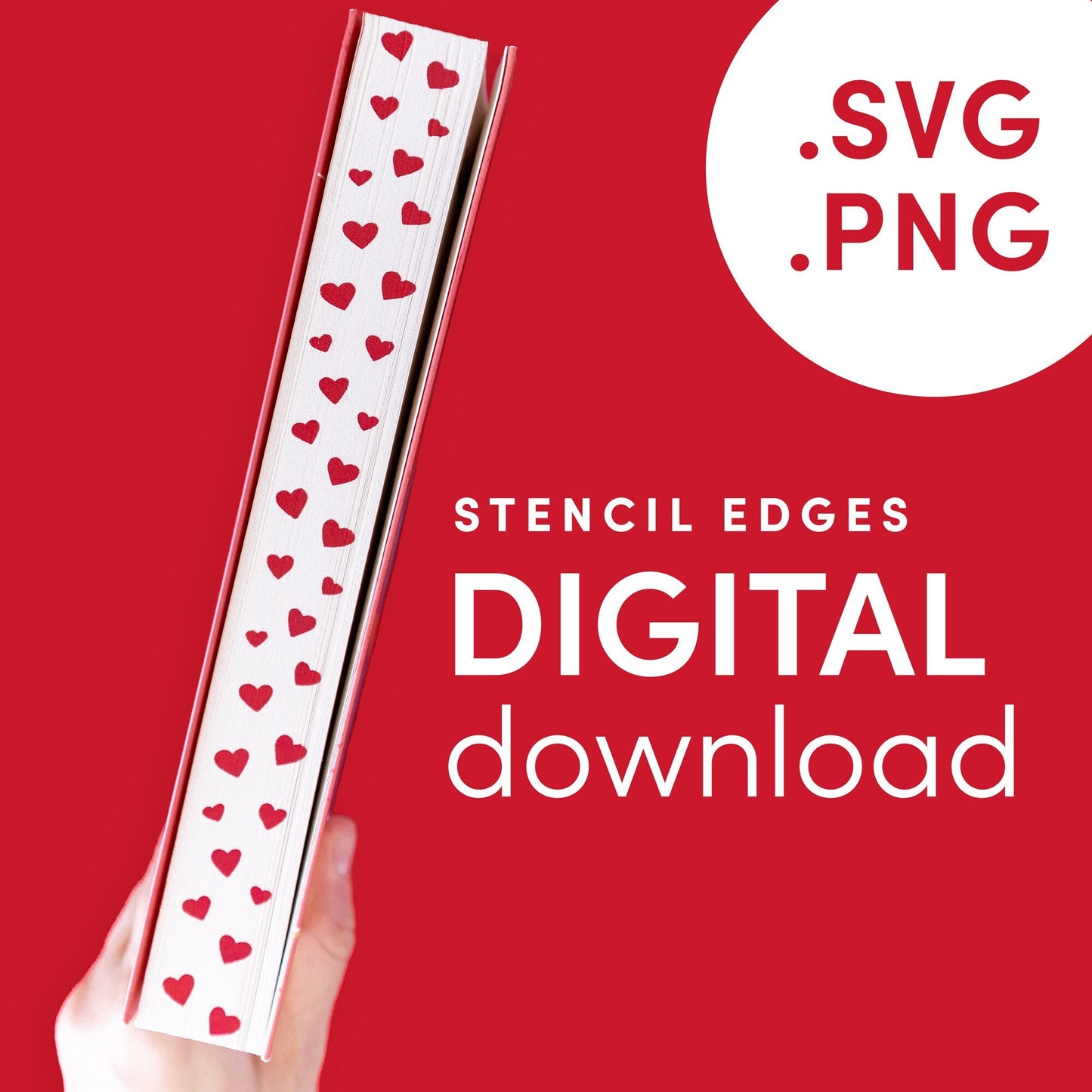 DIGITAL FILE Hearts Pattern Stencil for DIY Stenciled Book Edges