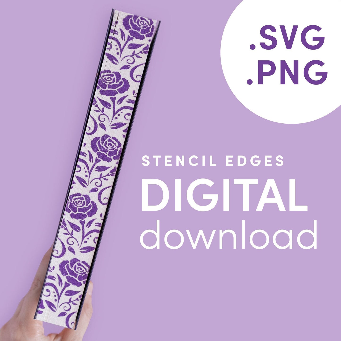 DIGITAL FILE Roses Pattern Stencil for DIY Stenciled Book Edges